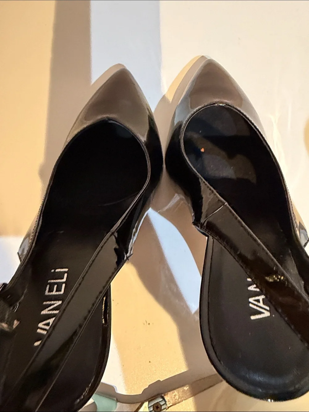Van Eli Black Patent Slingback Pointed-Toe Pumps